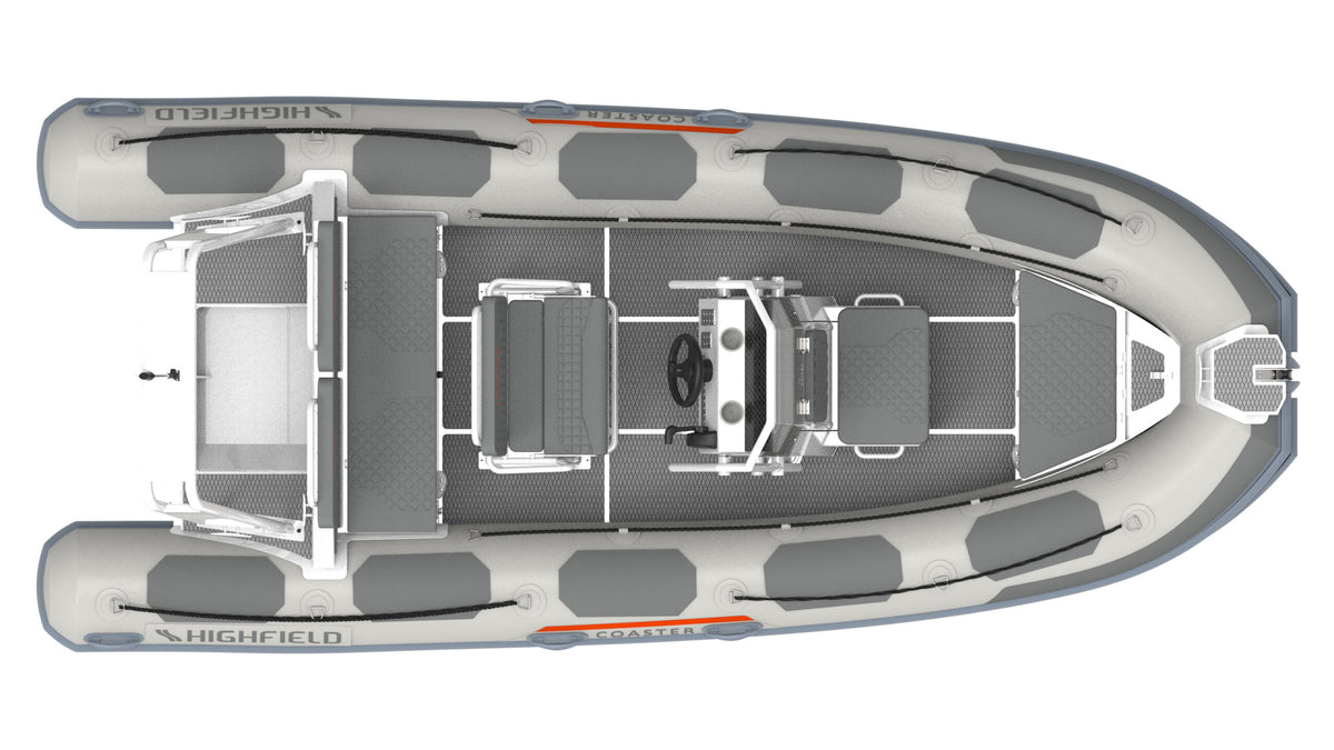 Annapolis Inflatables Highfield Patrol 540 Coaster inflatable boat top-down layout with seating and console