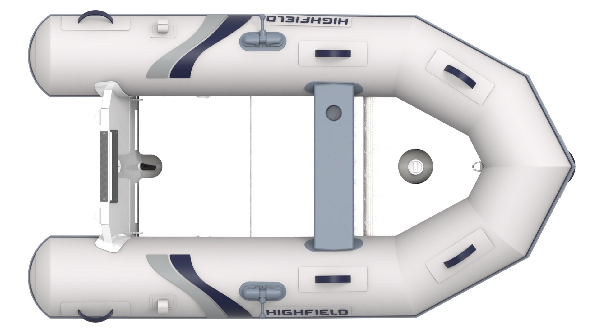 Highfield Roll Up 230 portable inflatable boat aluminum hull top view | Annapolis Inflatables