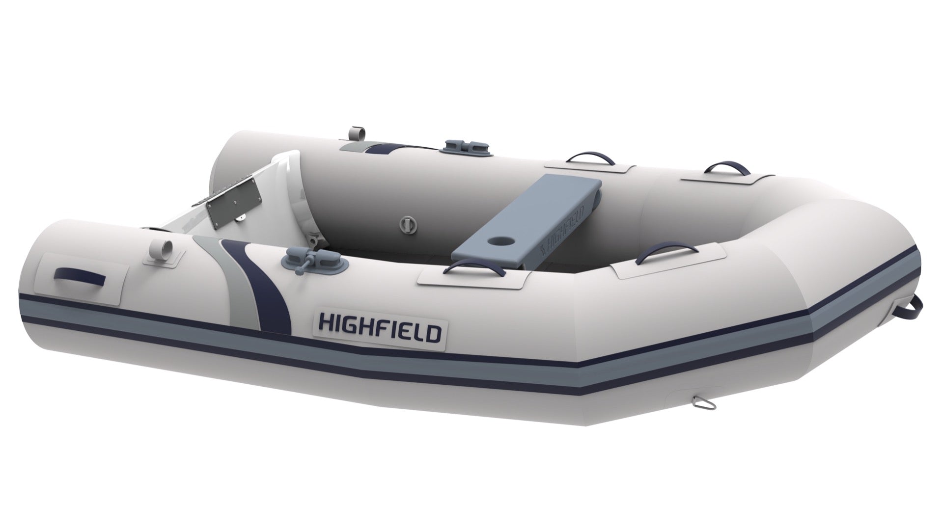 Highfield Roll Up 250 inflatable boat in grey with aluminum floor | Annapolis Inflatables