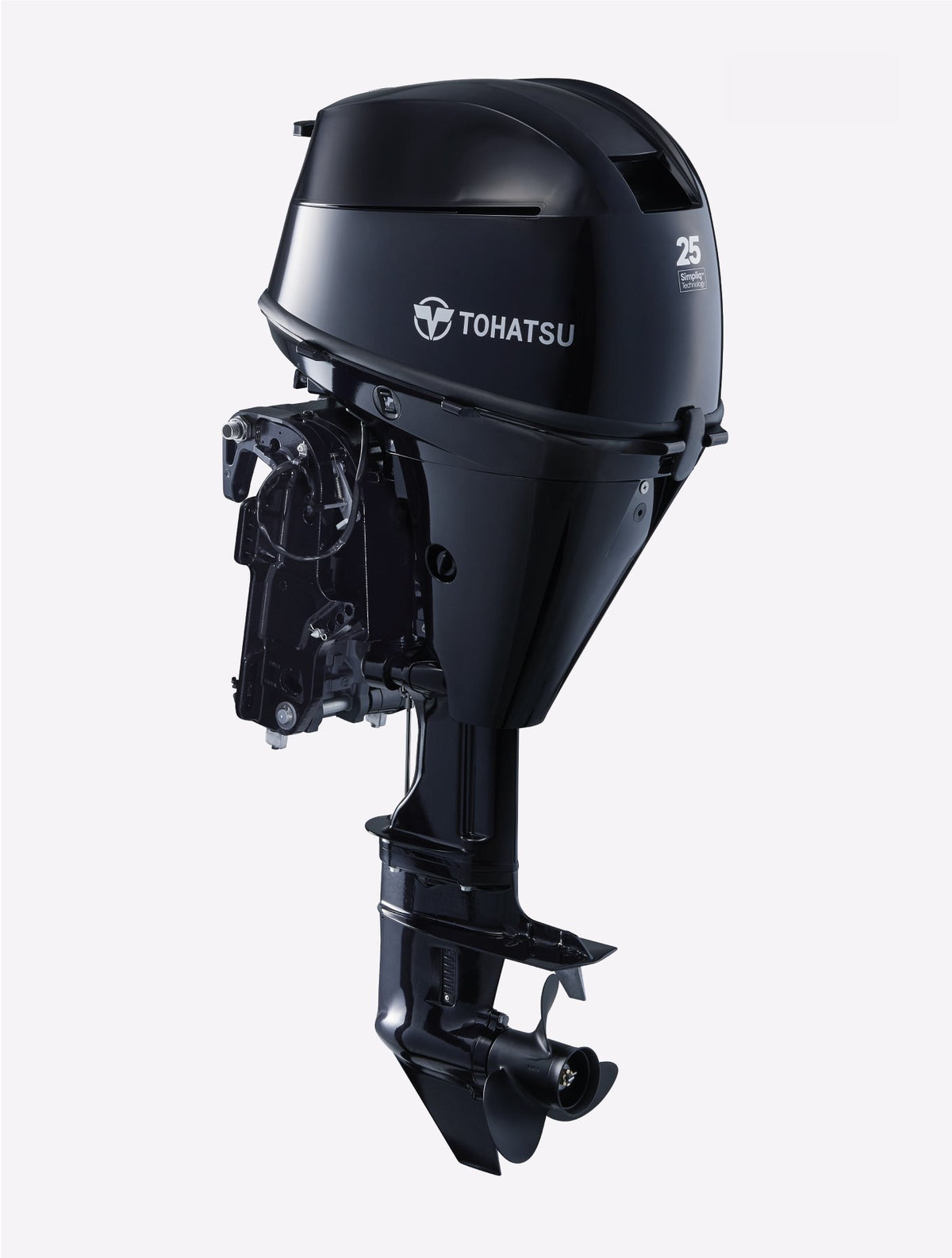 Annapolis Inflatables Tohatsu MFS25D portable 4-stroke outboard motor, 25hp, 3-cylinder, 500cc, 5000-6000 RPM