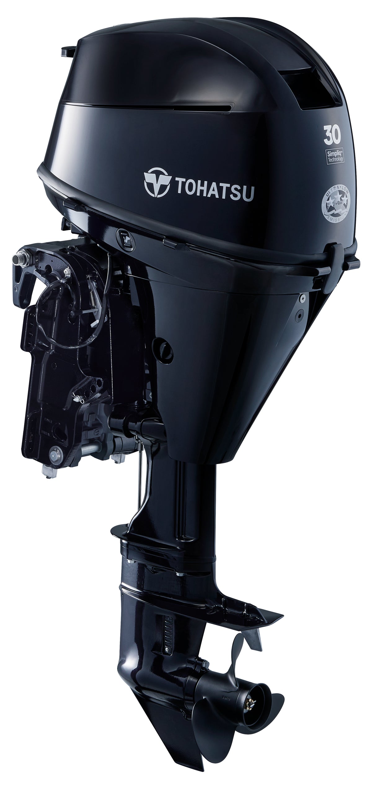 Annapolis Inflatables Tohatsu MFS30D portable 4-stroke outboard motor, 30hp, 3-cylinder, 500cc, 5500-6500 RPM