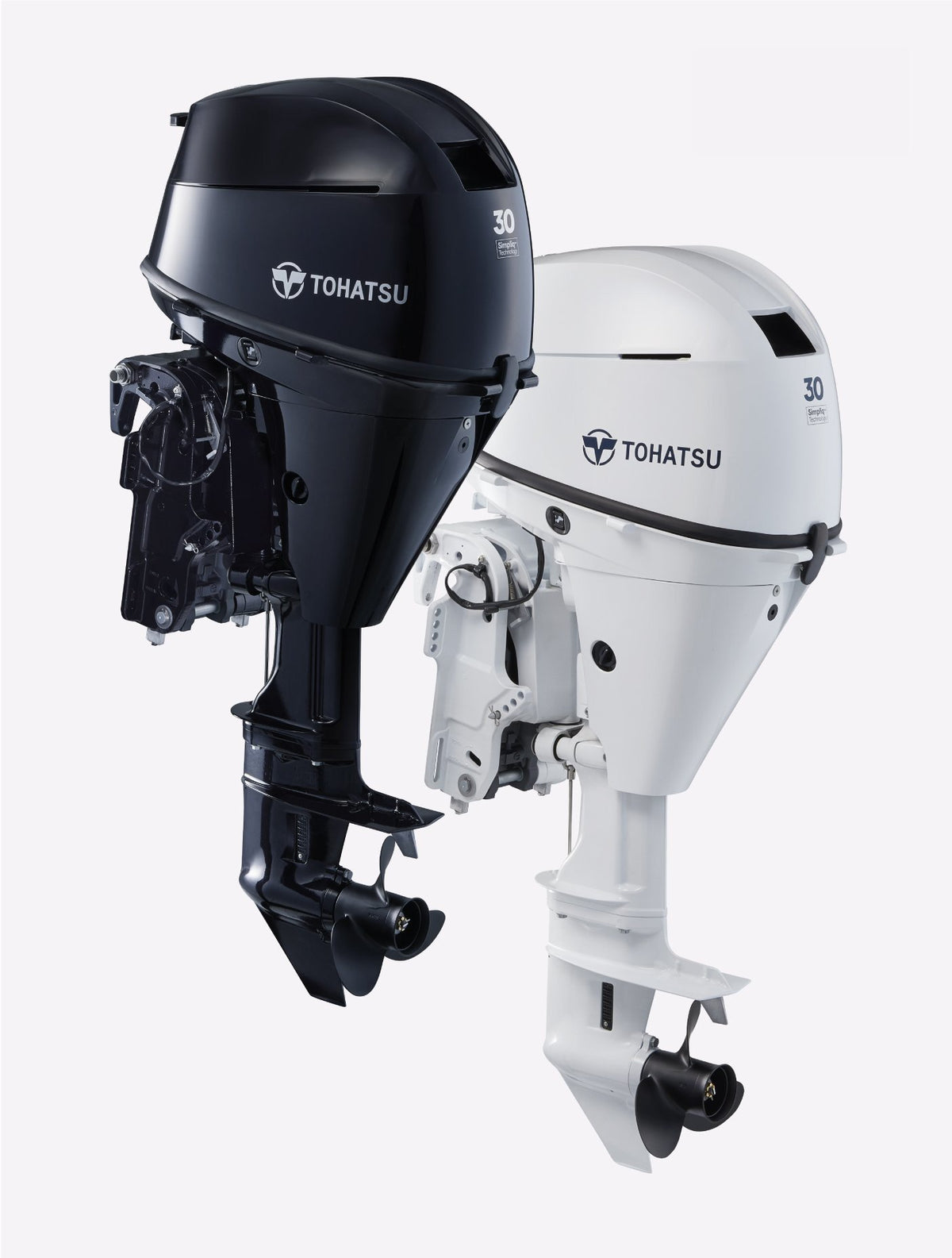 Annapolis Inflatables Tohatsu MFS30D 4-stroke outboard motor, black and white options, 30hp, 3-cylinder engine