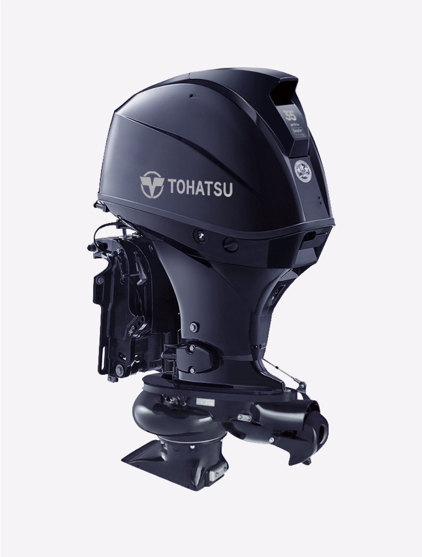 Annapolis Inflatables Tohatsu MFS35AJET jet outboard motor, mid-range, 4-stroke EFI, low emission, 21 amp alternator