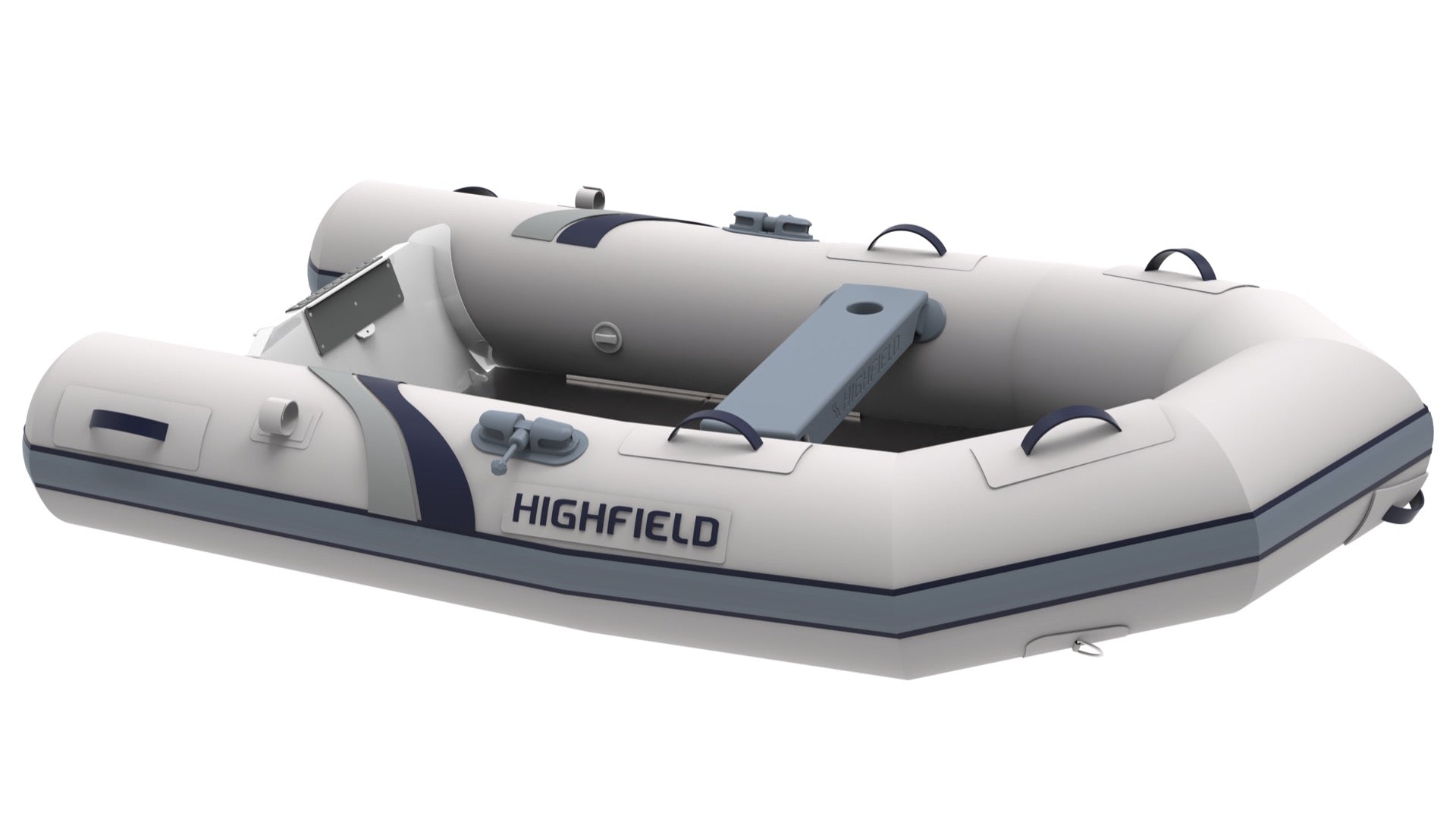 Highfield Roll Up 230 portable inflatable boat with aluminum hull in grey | Annapolis Inflatables