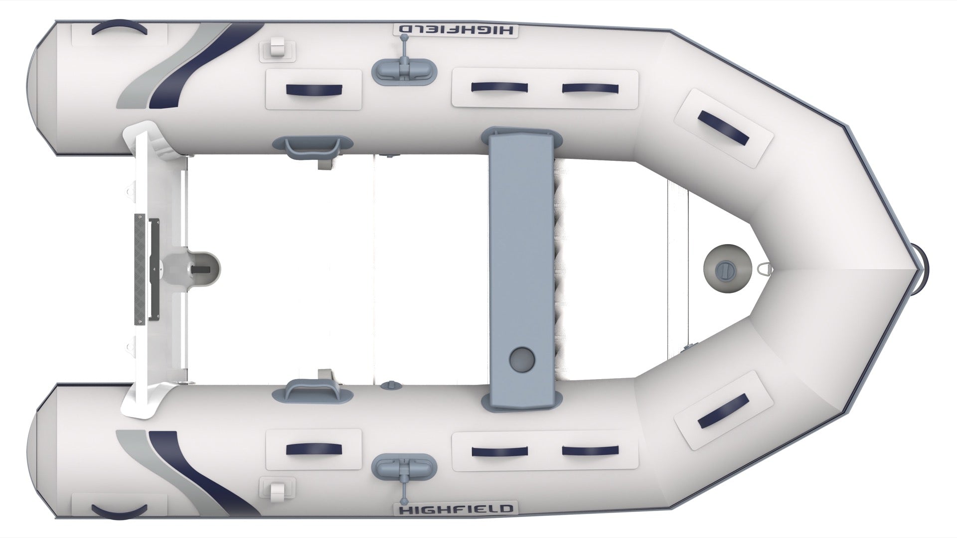 Highfield Roll Up 280 inflatable boat top view with aluminum slatted floor | Annapolis Inflatables
