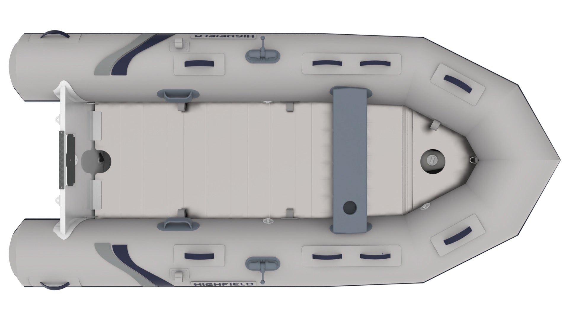 Highfield Roll Up 320 inflatable boat top view showing full airmat floor | Annapolis Inflatables