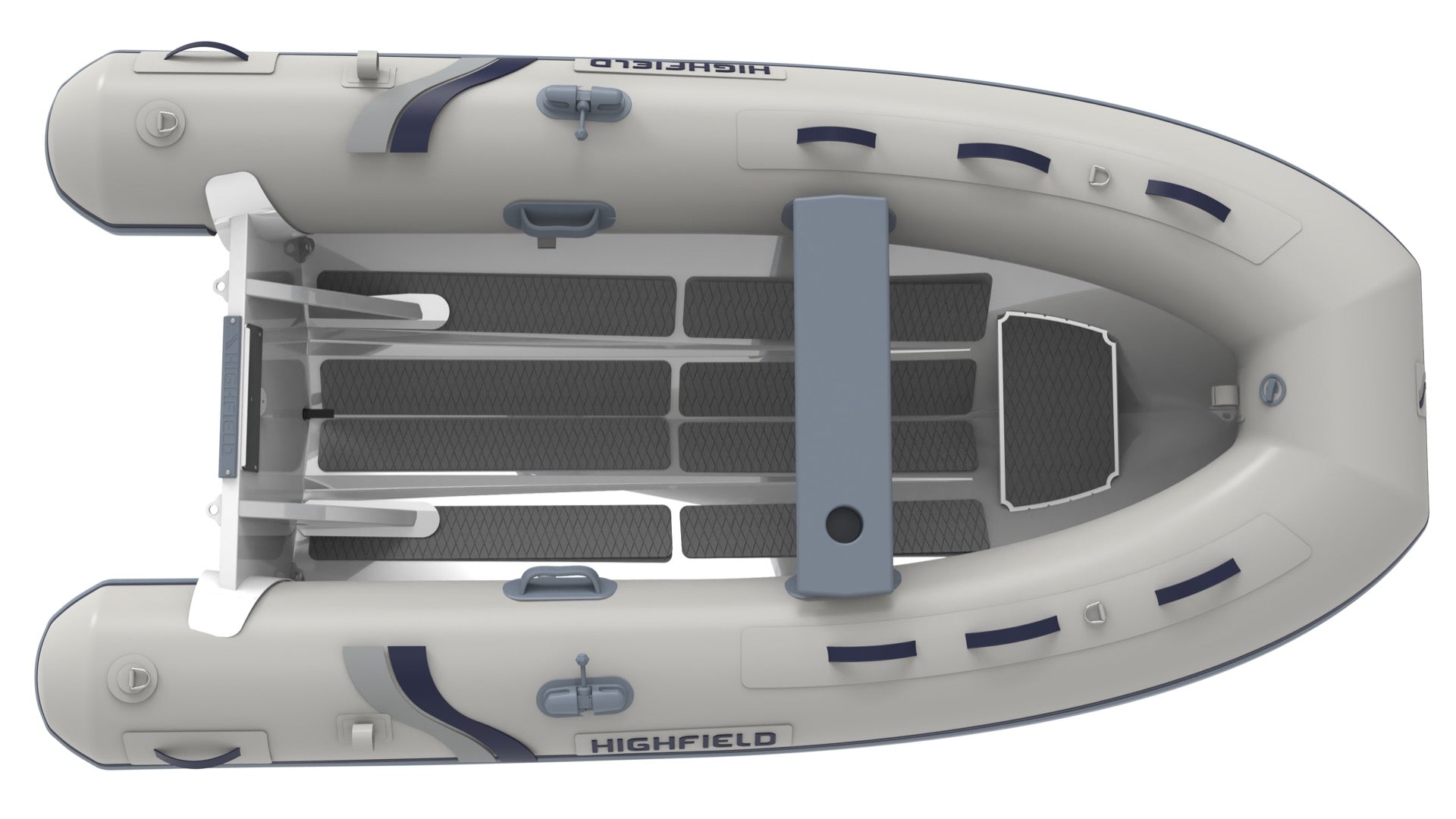 Highfield Ultralite 290 compact RIB inflatable tender top view with textured floor | Annapolis Inflatable