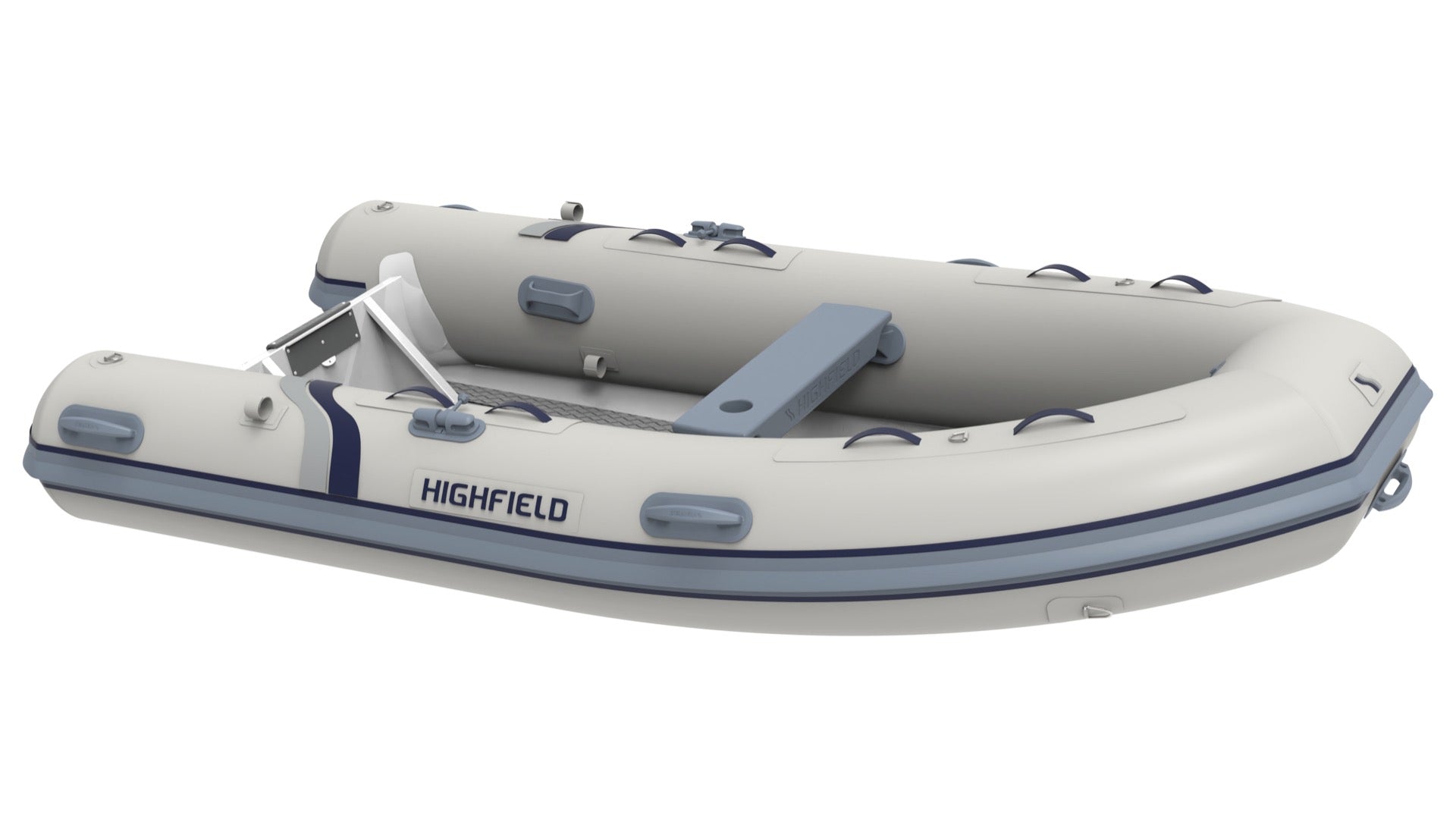 Highfield Ultralite 340 inflatable tender boat in grey with bench seat and motor mount | Annapolis Inflatables